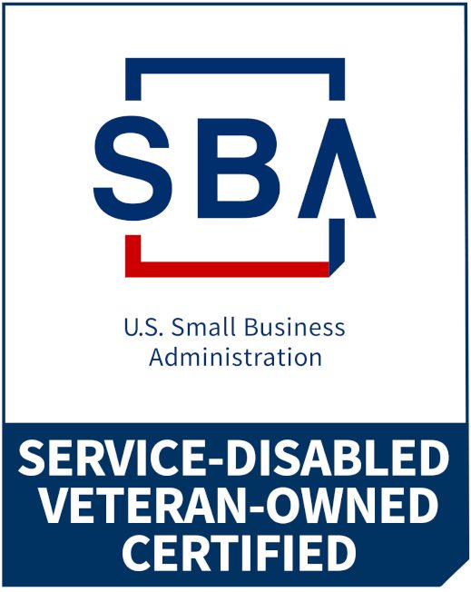 A small business administration logo with the words service disabled veteran-owned.